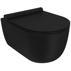Унитаз подвесной BERGES EGO Black Rimless 49 см., сиденье дюропласт Toma Black Slim SO: микролифт, быстросъём
